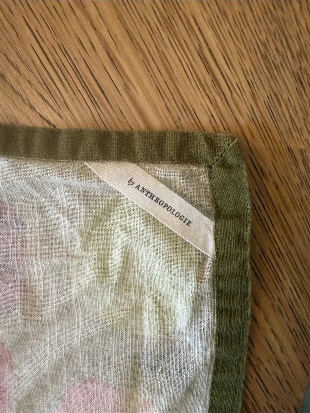 Anthropologie Olive Green Apple Pattern Kitchen Towel